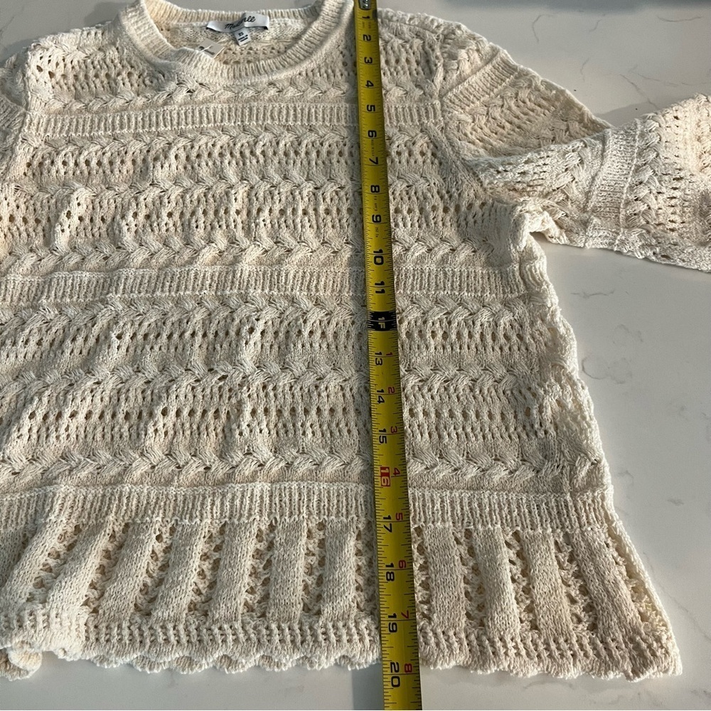 Madewell Scallop Trim Cream Knit Cropped Sweater XS - Picture 13 of 13